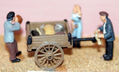 3 Council Workers Hand Cart F199 UNBEMALT OO Scale Langley Models Bausatz Figuren