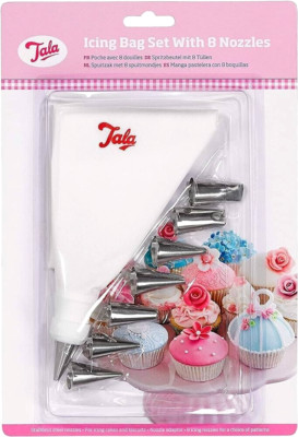 Glasur Beutel Set mit 8 Düsen Backen Kochen Dekorieren Hochzeit Party Küche