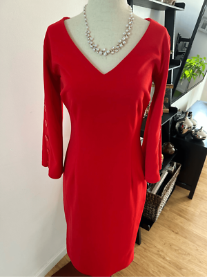 New York & company red quarter sleeves dress size small work dress New York & company red quarter sleeves dress size small work dress