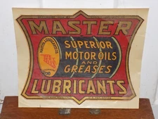 Vintage 1924 Copyright Master Lubricants Superior Motor Oils and Greases Decal