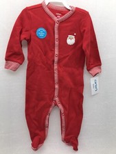 Carter's 6M Infant Baby Snap-Up Thermal Sleeper RED Santa's Helper Christmas NEW