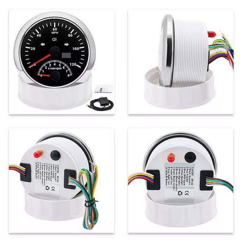 5 Gauge Set 85mm GPS Speedometer 120MPH Tacho Fuel Gauge Oil Pressure Temp Volt - Picture 7 of 14