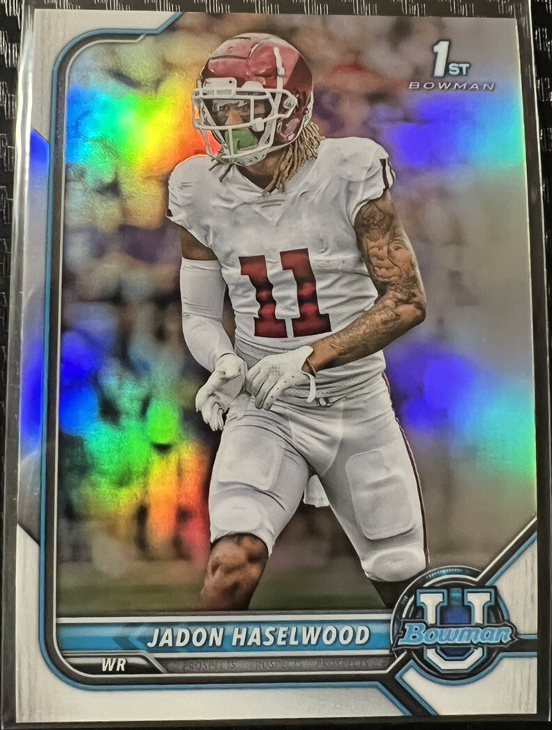 Jadon Haselwood 2022 Topps Bowman University U Chrome Refractor #23 Arkansas 