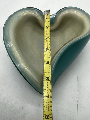 Murano Venetian Ashtray Mid-Century Aventurine Art Glass Heart Shape - Picture 17 of 18