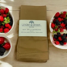 Lot 4 x NEW Linden Street JCP 100% Cotton Dinner Napkins 19" x 19" Harvest Gold