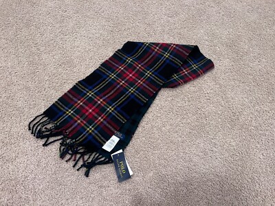 Polo Ralph Lauren Christmas Buffalo Plaid muffler scarf green pony