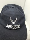 Black fitted baseball cap with white embroidered Air National Guard logo and text, featuring bald eagle and shield design.