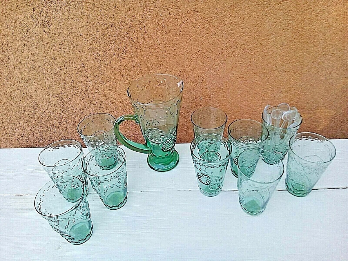 Service à Sangria Vintage - Verre Bullé Jaune Avec 4 Verres, Occasion