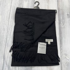 NWT Hickey Freeman New York 100 Cashmere Scarf Black Fringe Warm Winter 179