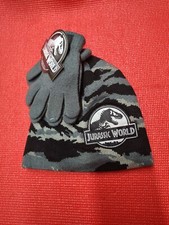 New With Tag Jurassic World 2-piece Grey Camo Hat  Glove Set One Size Fits Most