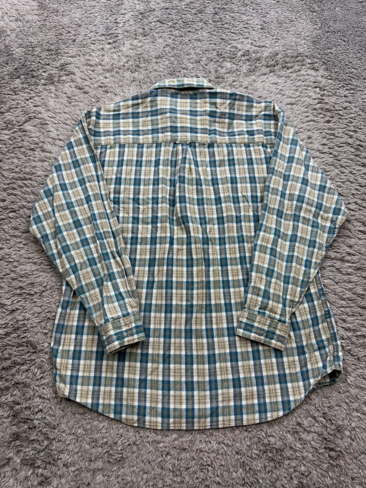 Camisa feminina vintage Gap XXL verde xadrez mistura de linho anos 90 Y2K botão para baixo flanela top - Imagem 2 de 4