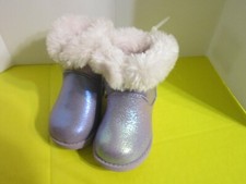 Cat and Jack Toddler Girls Faux Fur Lined Winter Boots Silver Glittery Size 4