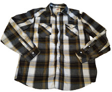 Levi Strauss Shirt Men Sz Medium Black Plaid Western Cowboy Rodeo Pearl Snap