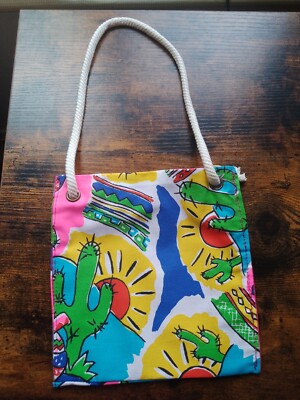 Childs Handbag Summer fun fabric cactus mexican hats, rope