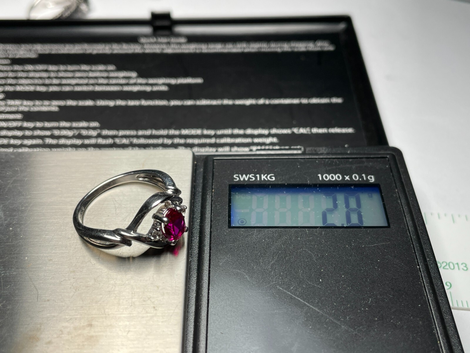 Sterling Silver 925 )1CT Ruby Ring with Topaz Acc… - image 15