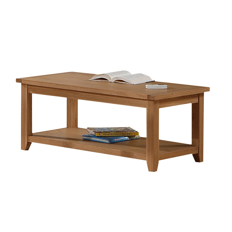 Solid Oak Coffee Table Rectangle Top Natural Oak Finish