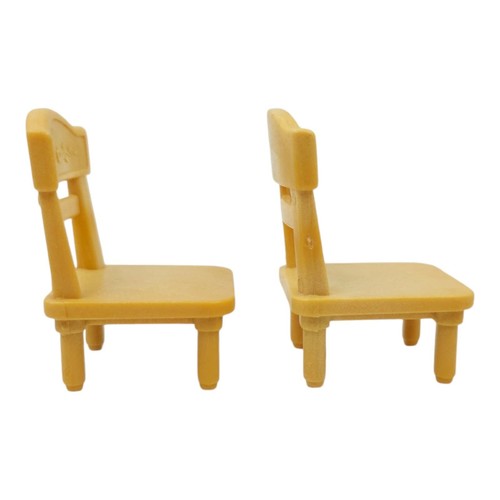 Epoch Calico Critters Sylvanian Families 2 Kitchen Chairs Tan Floral Design - Picture 8 of 13