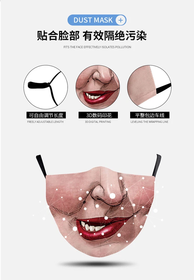 Adult Protective Facemaks Adjustable Washable Halloween Witches Face Mouth Masks - Image 3 of 4