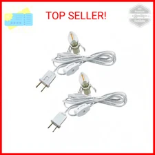 2 Pack Accessory Cord with 2 C7 Led Light Bulb Candelabra-Base E12 Socket White 