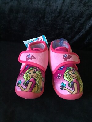 Barbie,Hausschuh,Mädchen,24,25,26,27,28,29,rosa/pink,Motiv , Klettververschuss,