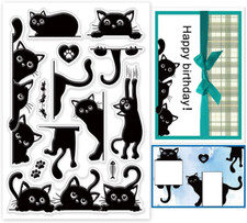 Black Cat Clear Stamps for DIY Scrapbooking Cat Border Silicone Stamp Seals Tran
