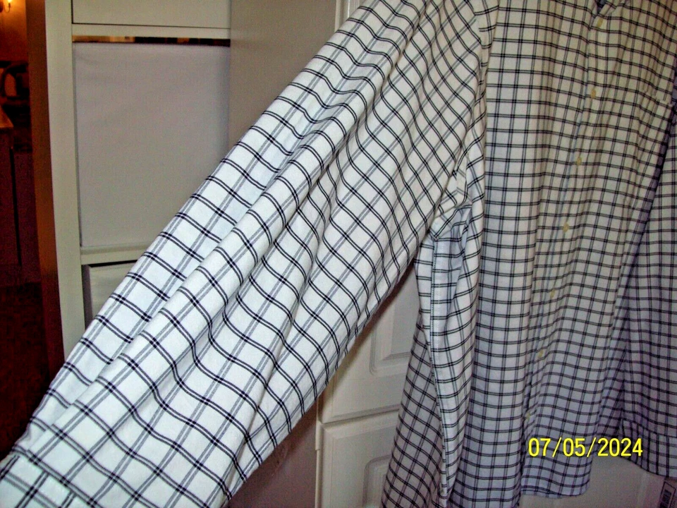 The FOUNDRY Co Button Down Shirt Long Sleeve White Black Check 5XL Easy Care - Image 2 of 4
