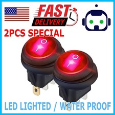 2x 12v 20a Waterproof Round Red Onoff Rocker Switch Car Auto Boat Spst Marine