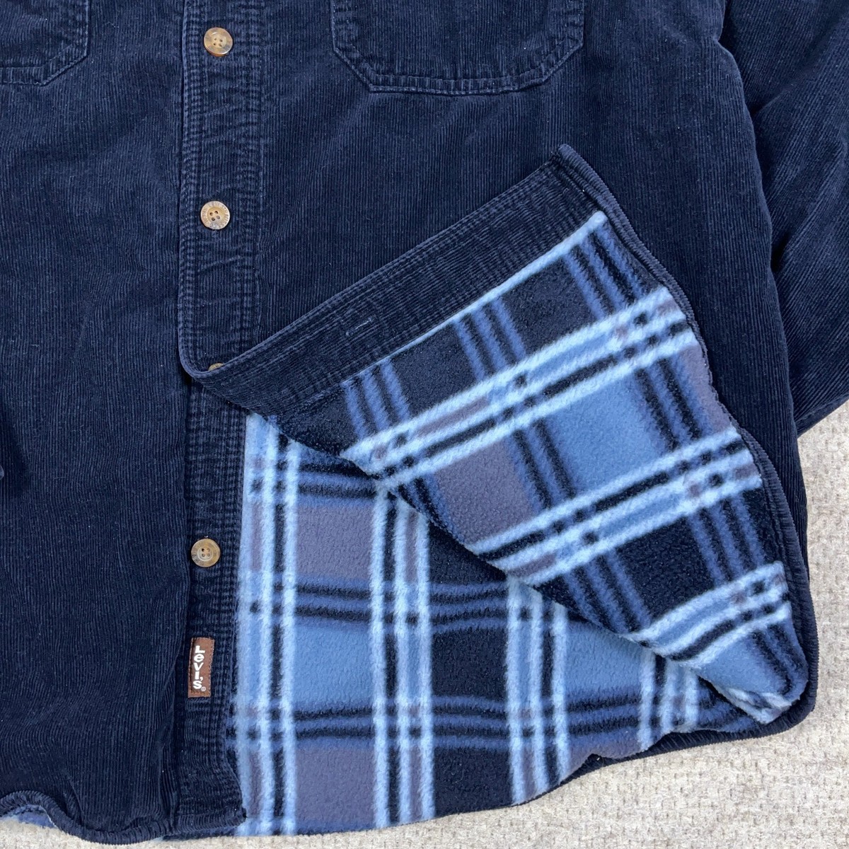 Levis Shacket Men XL Navy Blue Corduroy Fleece Lined Over Shirt  display picture 1