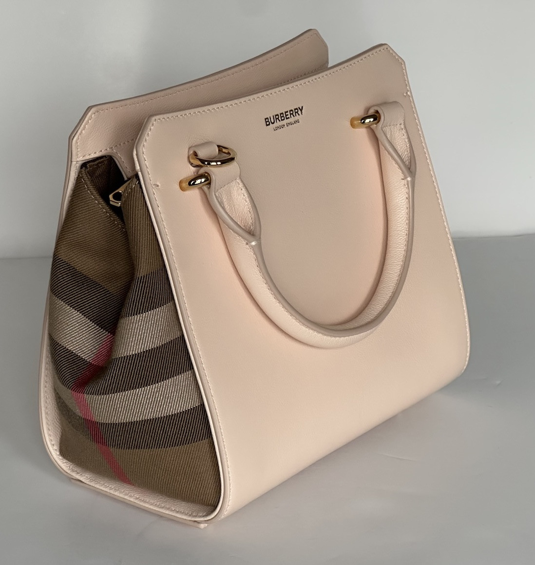 Burberry Banvell Mini Leather Cross Body Bag Pale Cameo 8084487