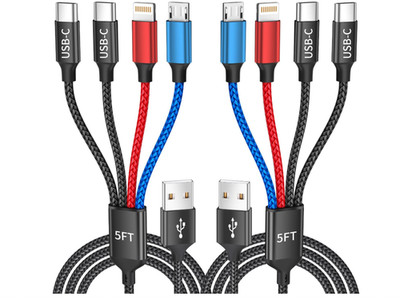Dual Type-C 4 in 1 Multi Charging Cable for Multiple Devices,