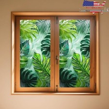 Privacy Window Film Decorative Cling Leaf Design Light Filtering UV Protection