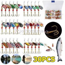 30 PCS Fishing Lures Metal Spinner Baits Bass Tackle Crankbait Trout Spoon Trout