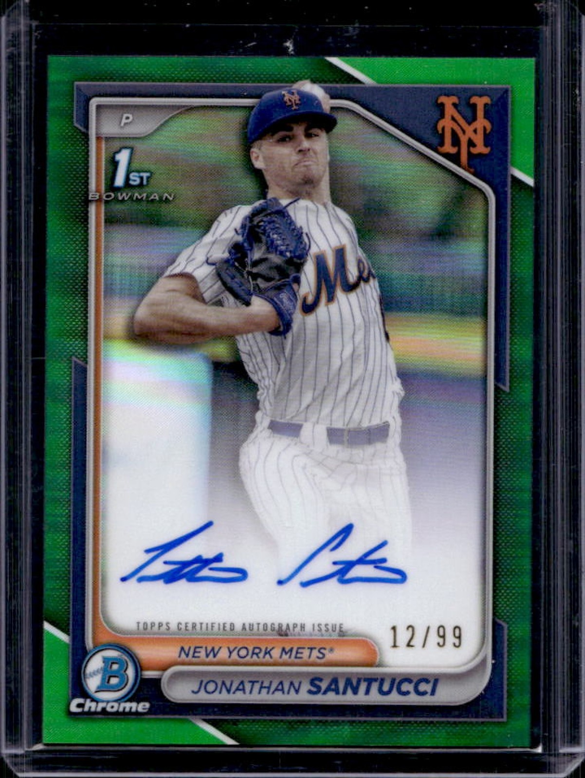 2024 Bowman Draft Jonathan Santucci Chrome Auto Green Refractor 1ST #12/99