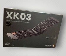 Protoarc Wireless Ergonomic Foldable Keyboard XK03 Ultra Slim Travel, Black