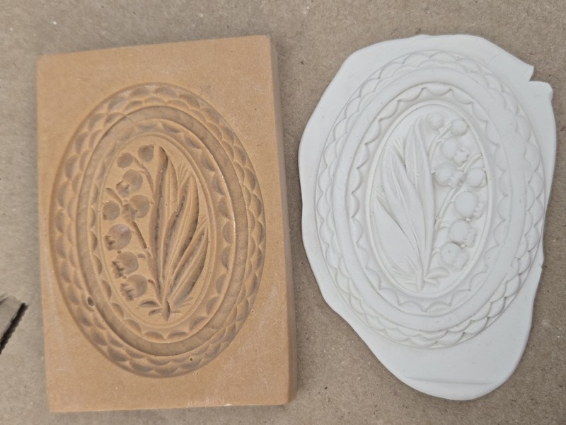Springerle Marzipan Butter Cookie Stamp Press Mold - OVAL LILY Seconds