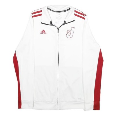 Adidas Damen Weiß & Rot Logo Zip Jacke M Polyester Sportswear Fitness