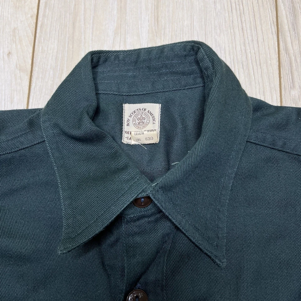 Boy Scouts of America BSA Button Up Shirt Green Mens Small Vintage Patches - Image 4 of 4