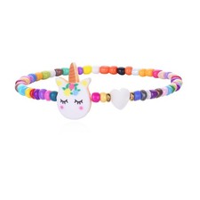 Colorful Beaded Cute Bracelet Anklet Rainbow Beads Unicorn Charm Stretch Bracele