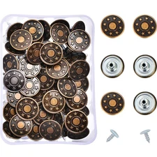 Hestya 40 Sets Jeans Buttons Metal Button Snap Buttons Replacement Kit Bronze
