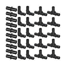1/2" Poly PPSU Barb Crimp PEX Fitting, 30pcs PEX Fitting Combo, 10pcs Each El...