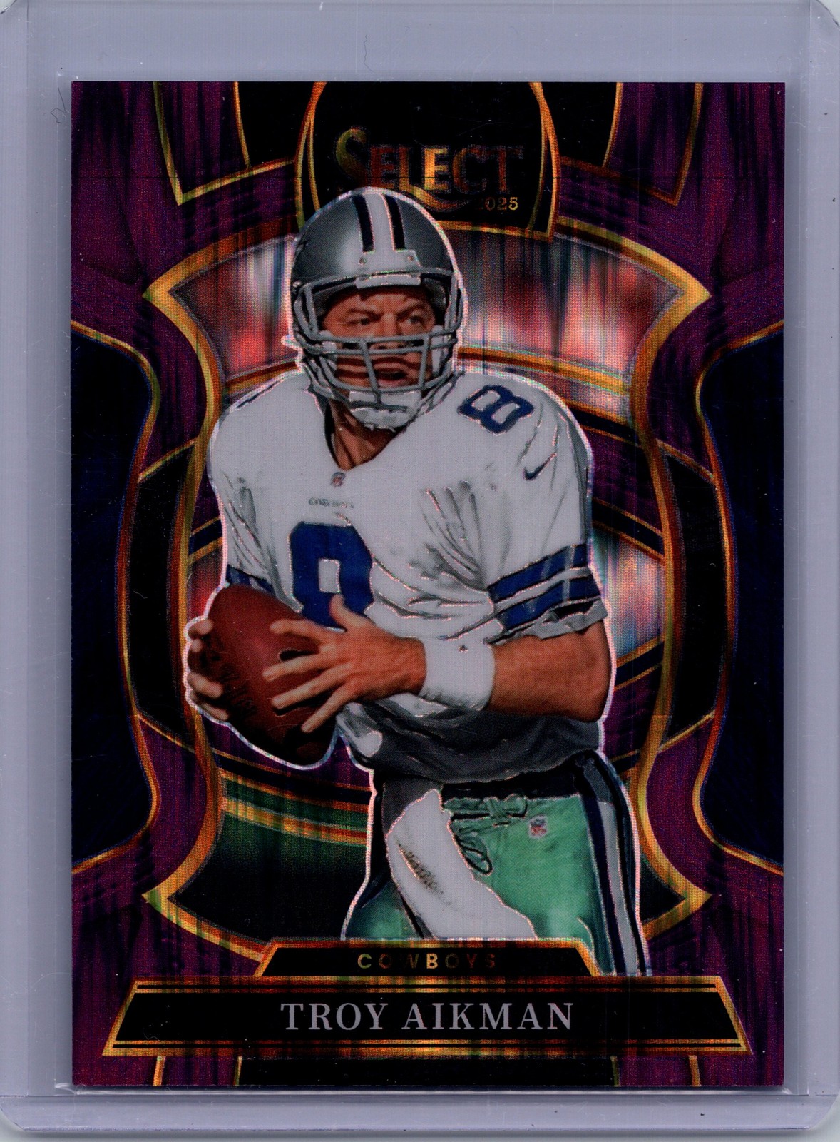 2025 Panini Select #100 Troy Aikman Purple Prizm Shock #/699