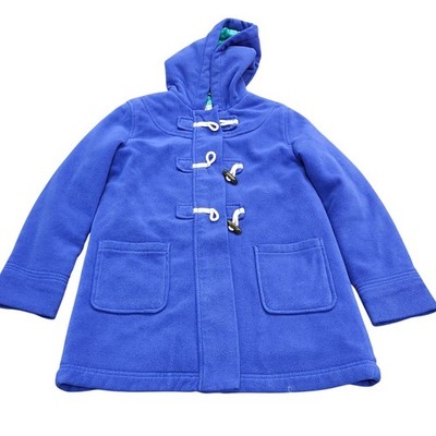 Old Navy Girls Large Plus Blue Fleece Hooded Toggle Duffle Coat Jacket