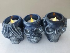 HALLOWEEN THREE SKULLS WITH TEA CANDLES
