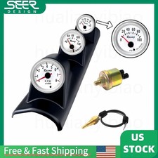 2 52mm 7 Color Led Triple 3 Gauge Kit Tachometer Water Temp Oil Press Gauge New 2 52mm 7 Color Led Triple 3 Gauge Kit Tachometer Water Temp Oil Press Gauge New