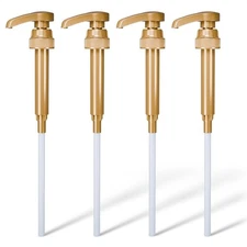 Coffee Syrup Pump Dispenser 4 Pack Fits 25.4 oz Bottles Lockable Design for