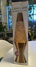 The Original Lava Lamp Rainbow Glitter Gold Base 17   New Open Box