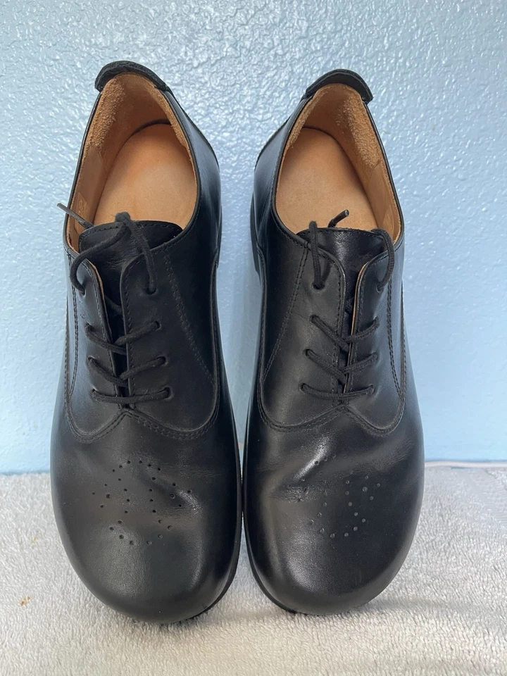 Footprints by Birkenstock Alhambra Oxford Lace-Up Shoes Black Leather Comfort Or - Image 4 of 4