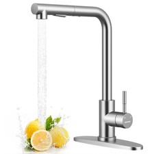 WEWE Pull Out Kitchen Faucet, 2-Mode Sprayer, High Classic, Brushed Nickel