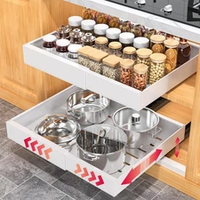 21"Deep 2Pack Expandable Pull Out Cabinet Organizers,Adjustable Width 12.6-20...