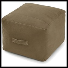 Light Coffee Square Pouf Ottoman with Shredded Foam Filling - Modern Living R...
